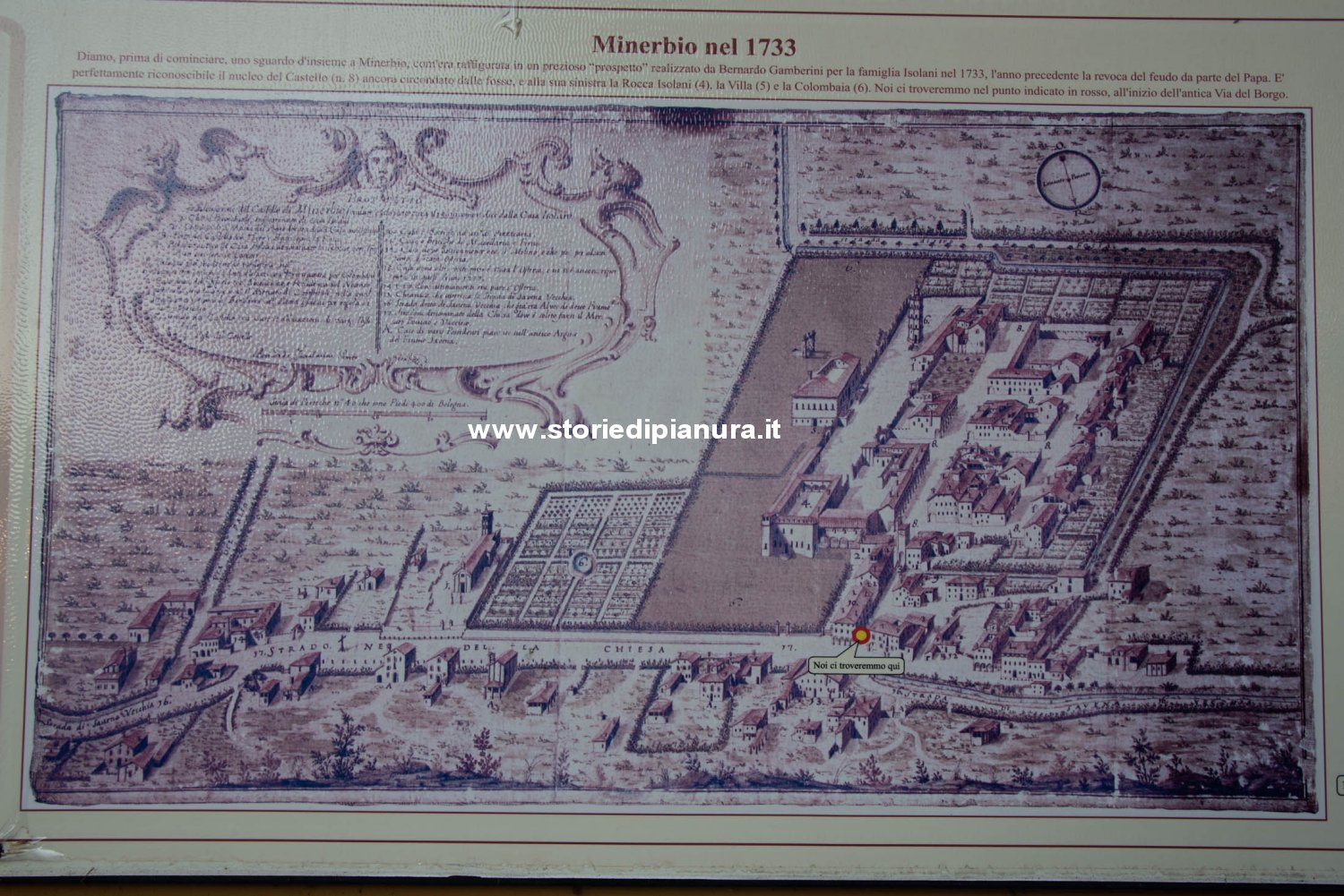 Prospetto del borgo di Minerbio del 1733