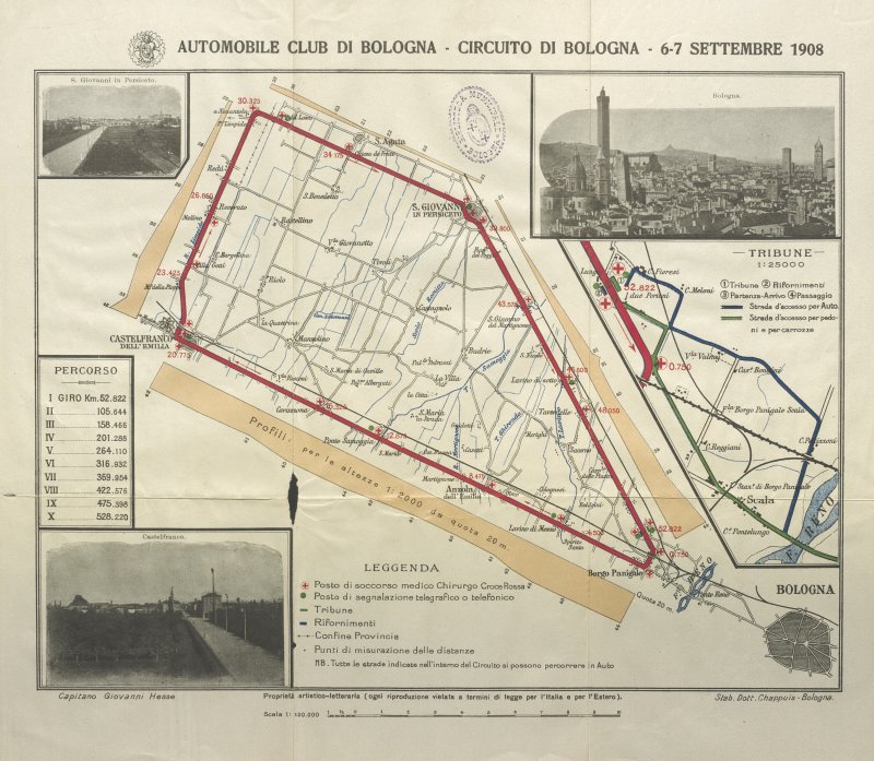 Mappa del Circuito di Bologna 1908