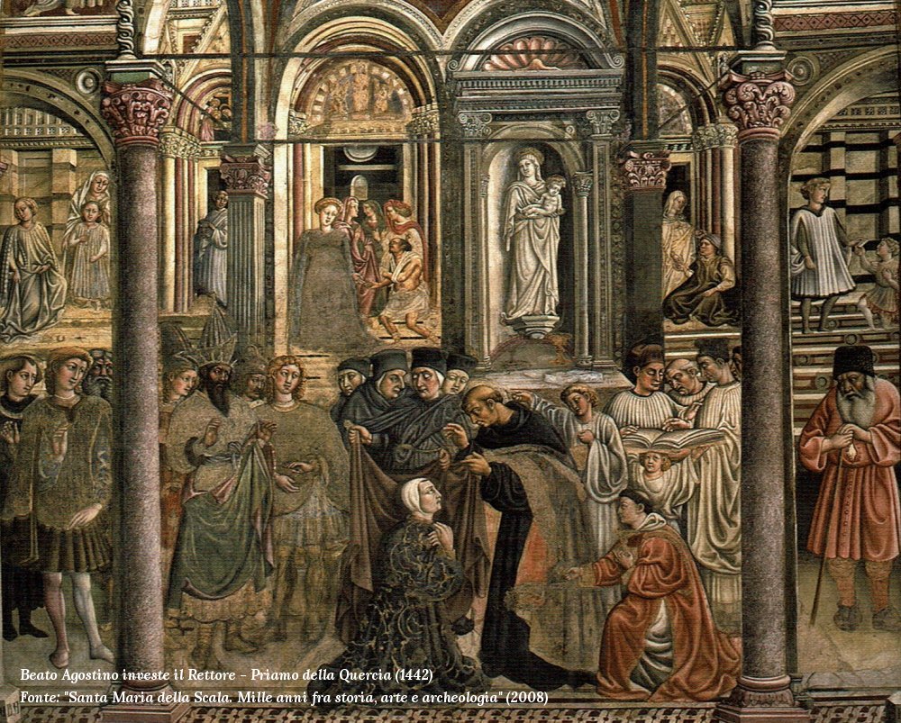 Priamo della Quercia - Il Beato Agostino investe il rettore dell'Ospitale